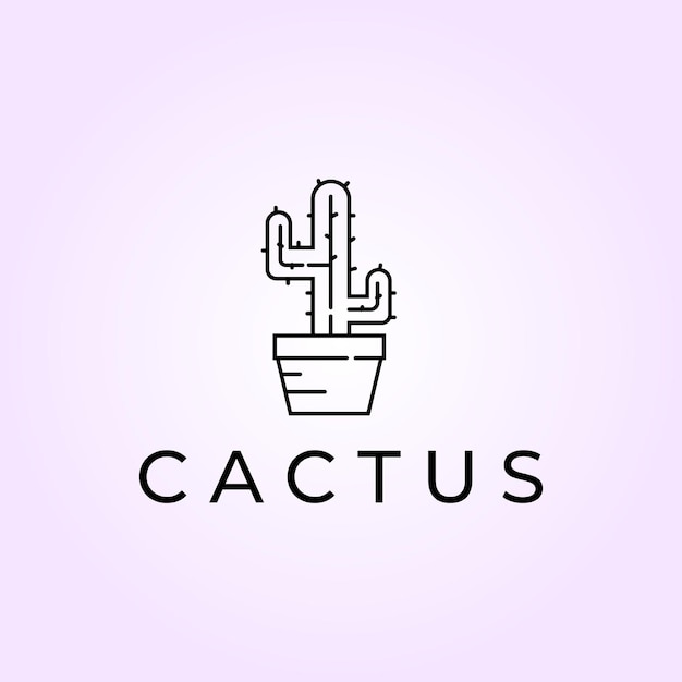 Ispirazione per il design vettoriale minimalista di cactus logo line art