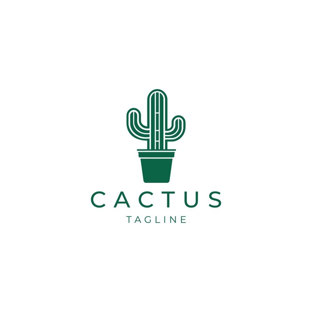 Modello di progettazione di icone vettoriali del logo del cactus