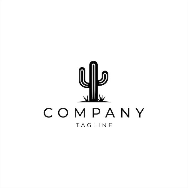 Modello di progettazione di icone vettoriali del logo del cactus