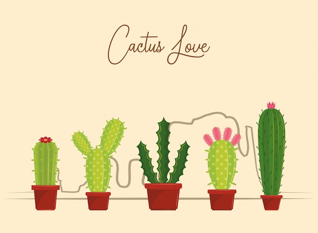 Cactus cartoni animati d'amore