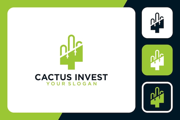 cactus met investering logo ontwerp pictogram vectorillustratie