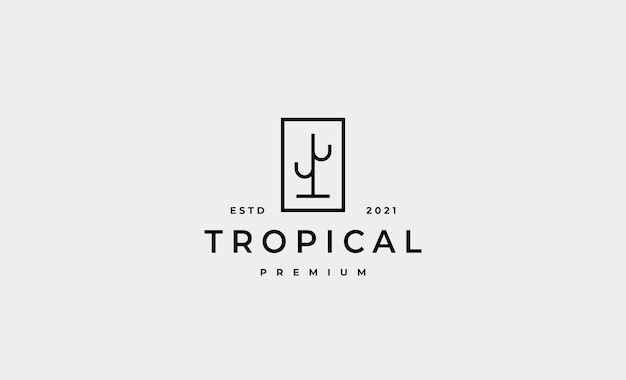 Cactus minimal logo design vettoriale