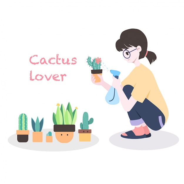 Cactus minnaar concept illustratie