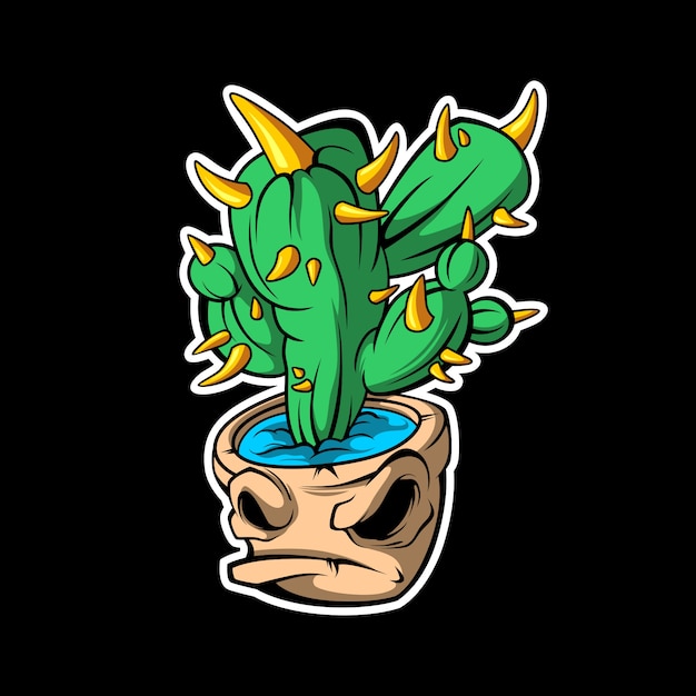 cactus monster sticker on dark