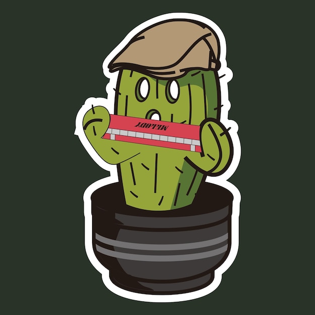 Vector cactus music mascot