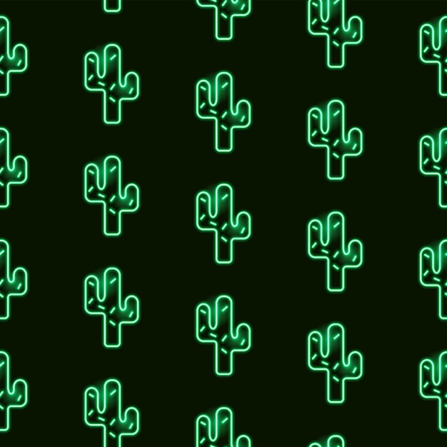 Cactus naadloos neonpatroon