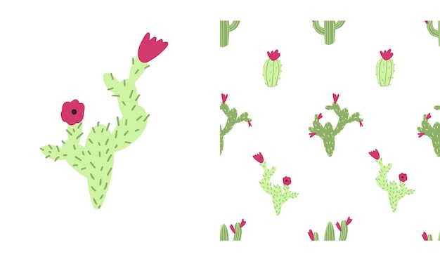 Cactus naadloos patroon op witte achtergrond Kwekerij kinderachtige illustratie in cartoon-stijl