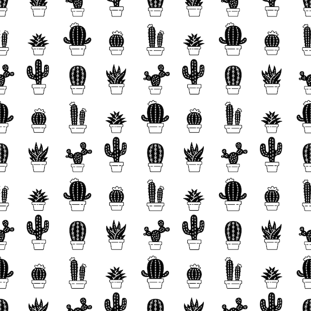 Cactus naadloze patroon woestijn bloem illustratie