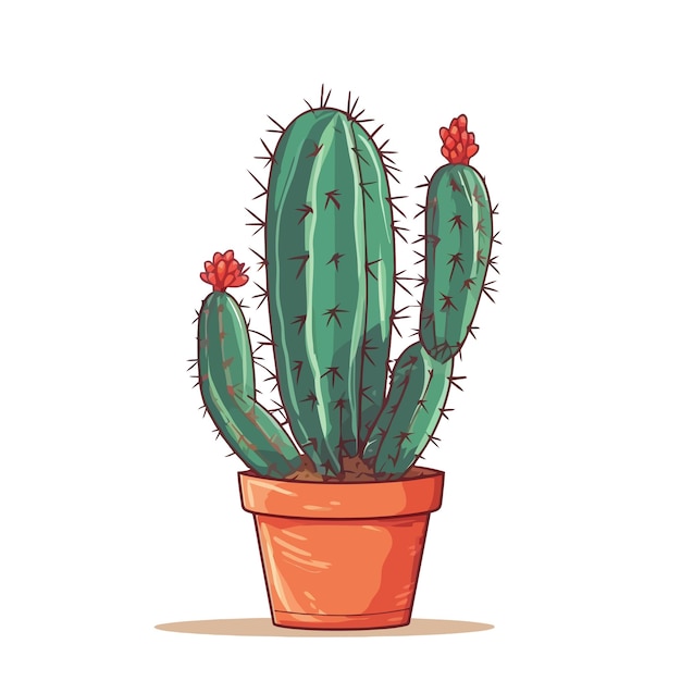Cactus op een witte achtergrond Mooie cactus in pot vectorillustratie