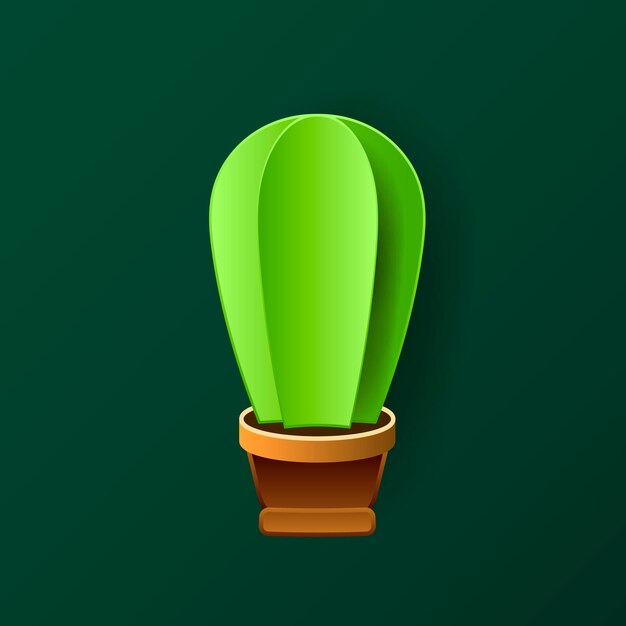 Cactus in paper art style craft vector illustration