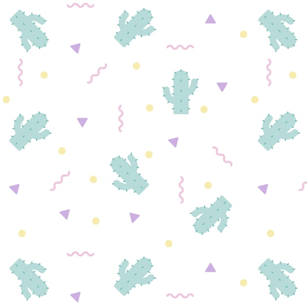 Cactus pastel seamless pattern background