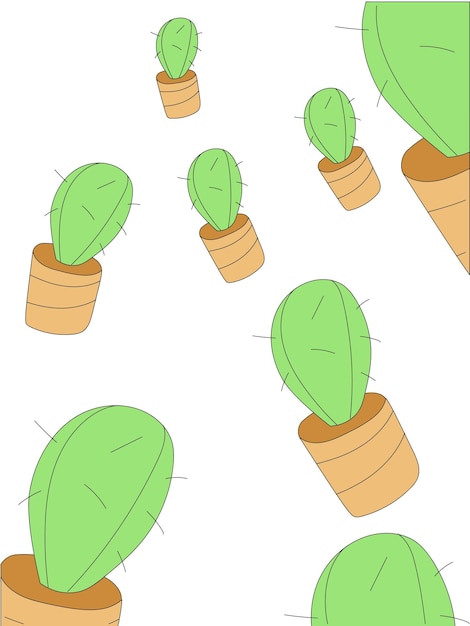 Vector cactus pattern hand drawn