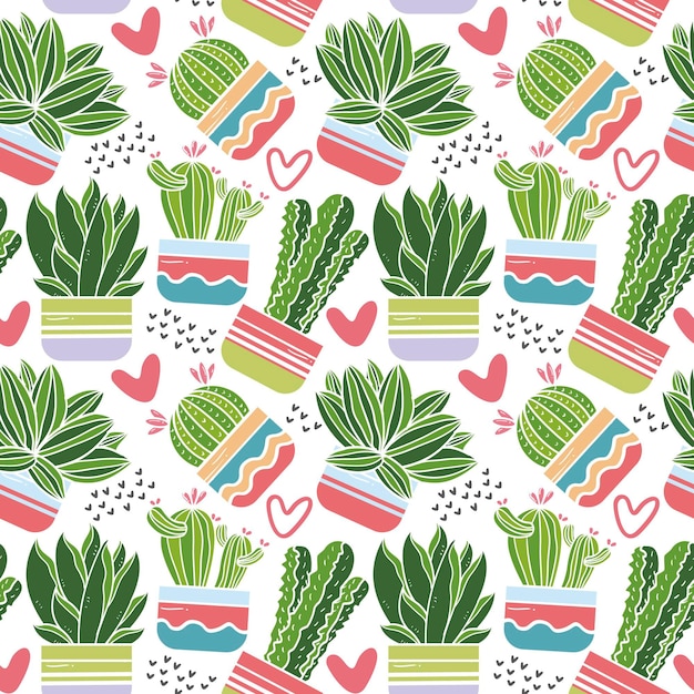 Vector cactus pattern set theme