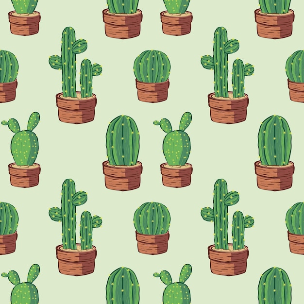 Cactus pitchers themed seamless pattern