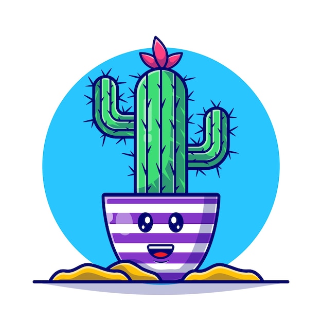 Illustrazione piana sveglia della pianta del cactus