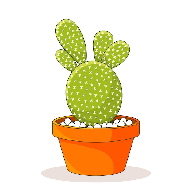 Cactus plant in a flower pot Vector of Cute green potted cactus and succulents Potted house plants Isolated on white background