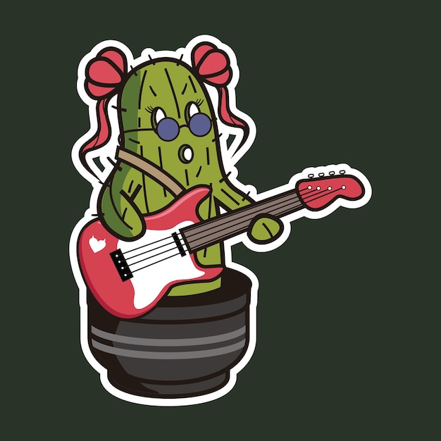 Vector cactus plant music mascot