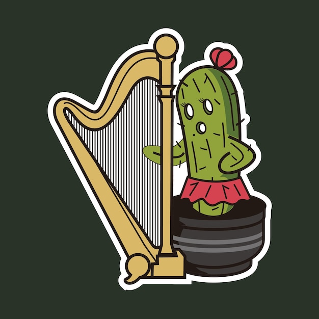 Vettore mascotte della musica delle piante di cactus