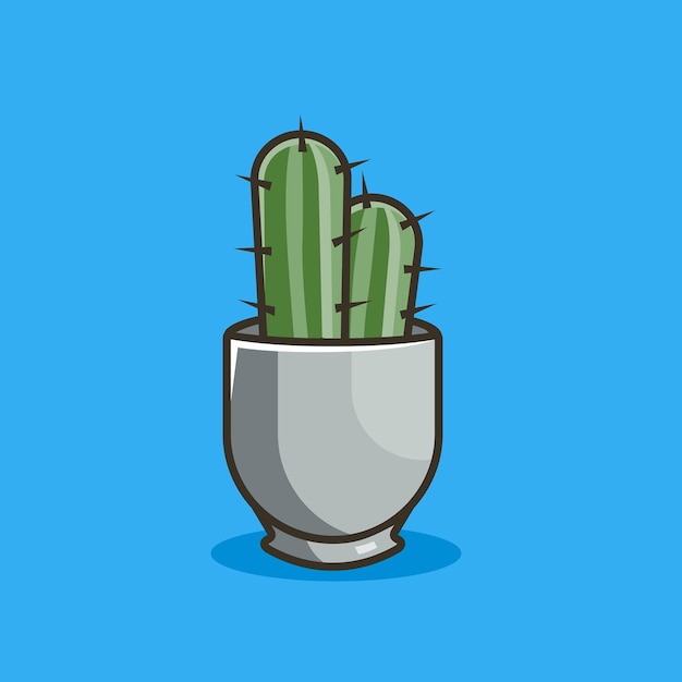 Vector cactus plant in pot vector icon