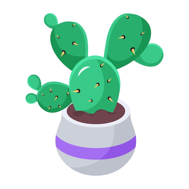 A cactus plant with a purple stripe is in a pot with the word " on it ".