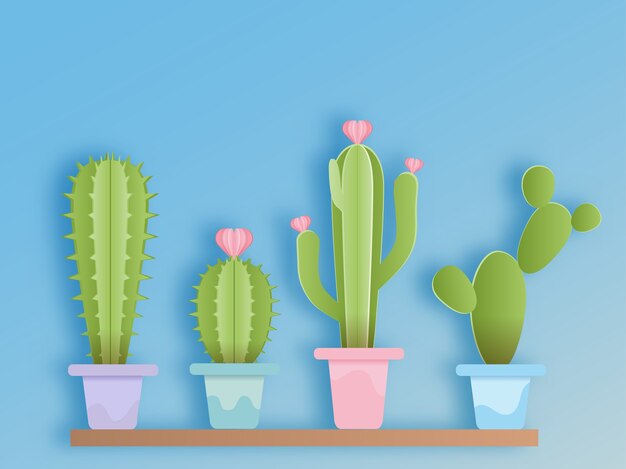 Cactus in baccello su sfondo blu