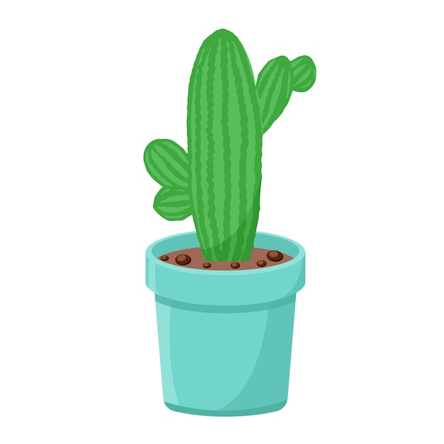 Cactus pot geïsoleerde vector enkele sappige woestijn plant botanische decoratie voor appartement en inte