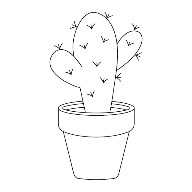 Cactus in a pot home plant vector illustration