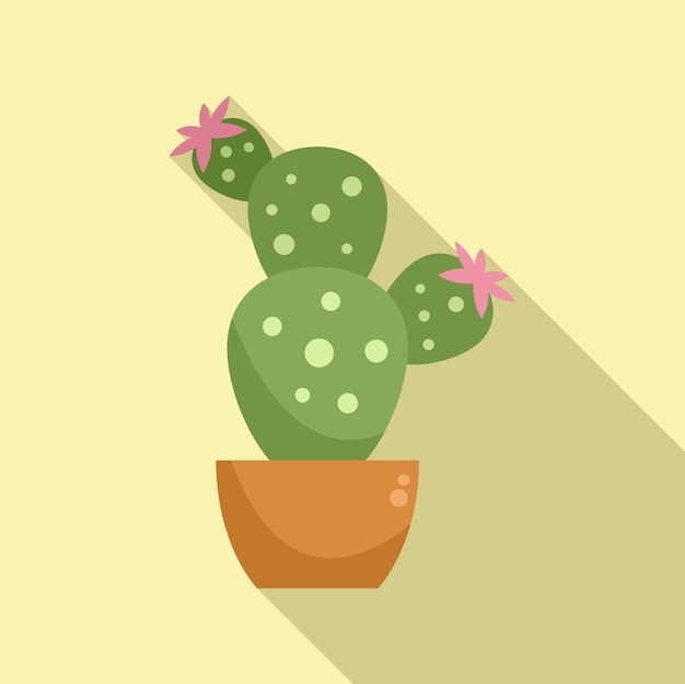 Cactus pot icon flat vector Office nature Garden leaf