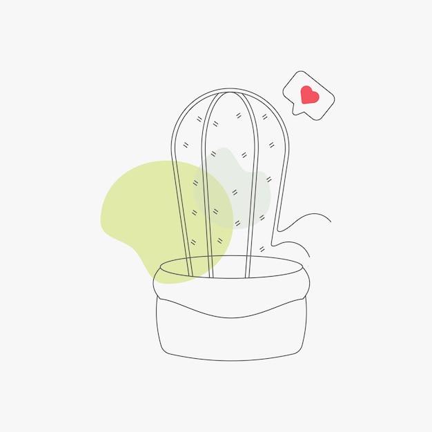 Cactus nel disegno della linea del vaso