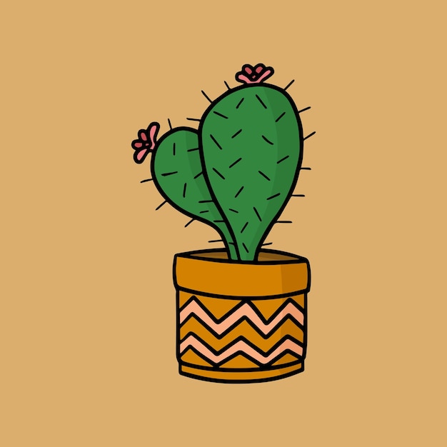 A cactus in a pot with a flower on it