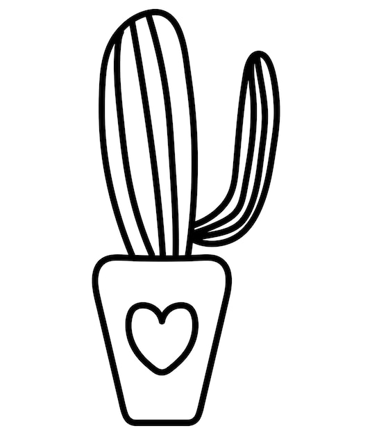 A cactus in a pot with a heart on it