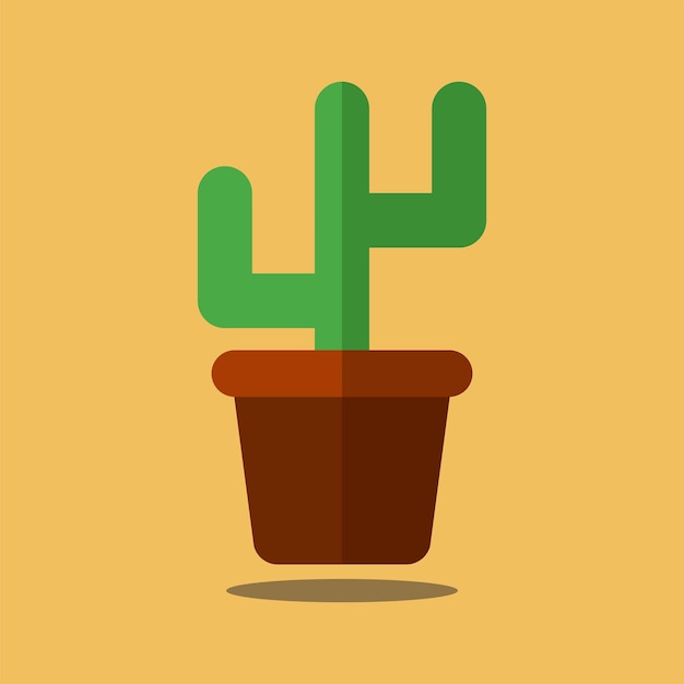 A cactus in a pot on a yellow background