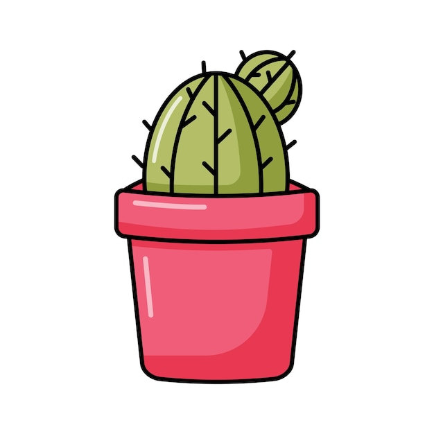 Premium Vector | Cactus in a pot