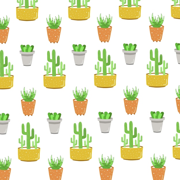 Cactus potplant illustratie patroon