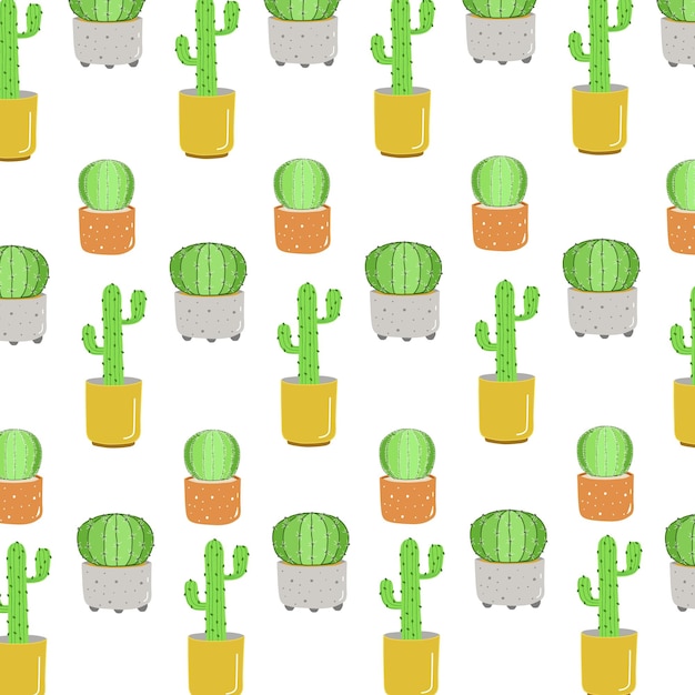 Vector cactus potted plant illustration pattern