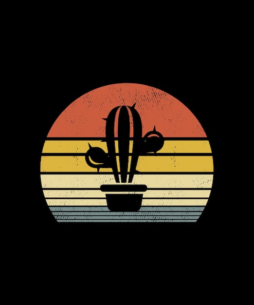 Vector cactus retro vintage tshirt design and logo