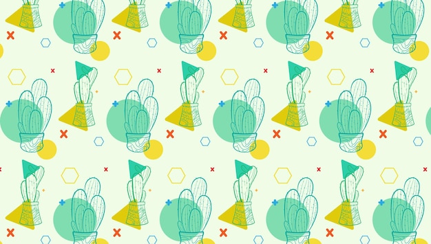 Vector cactus seamless pattern seamless pattern with cute cactus on a summer background