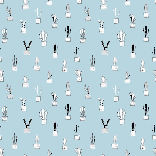 Cactus seamless pattern. Vector illustration for fabric and gift wrap paper design.