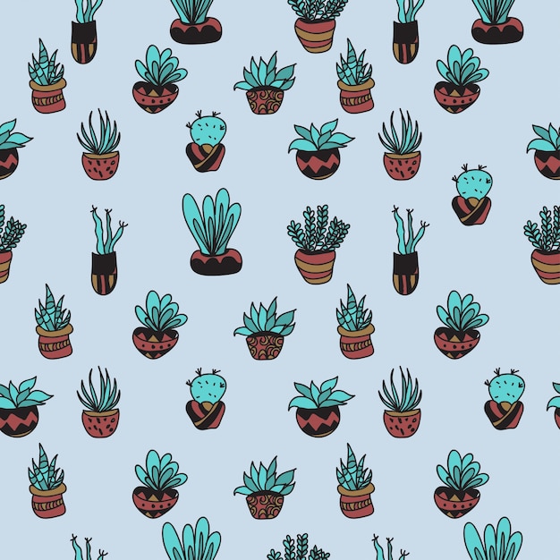 Vector cactus seamless pattern