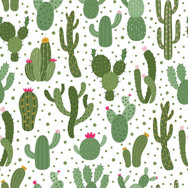 Cactus seamless pattern