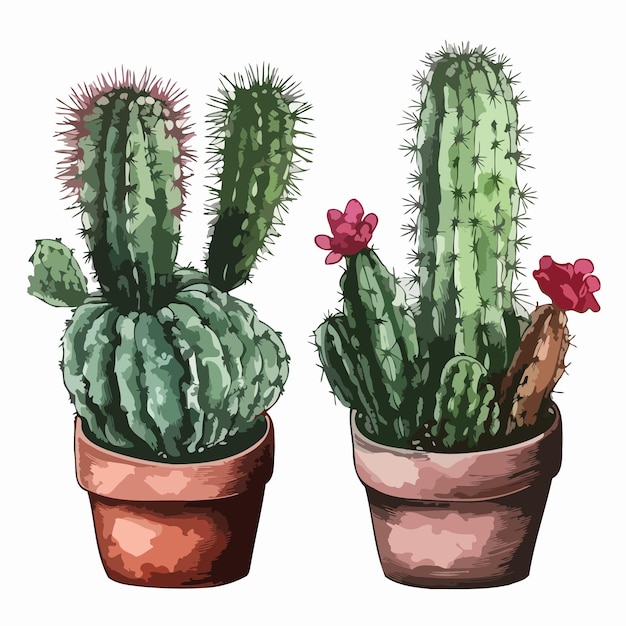 Cactus set Cactus watercolor painting package