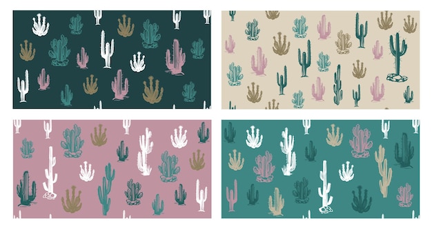 Cactus set hand getekende illustraties, vector