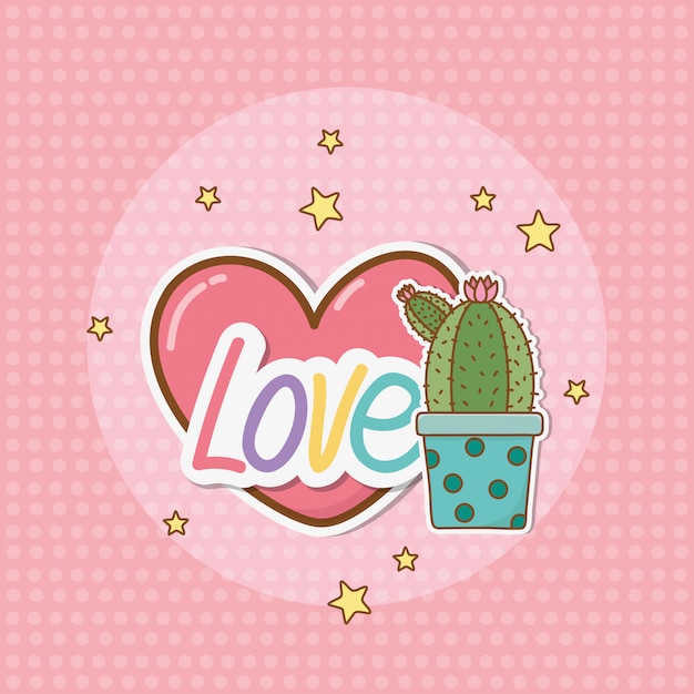 Cactus sticker kawaii style