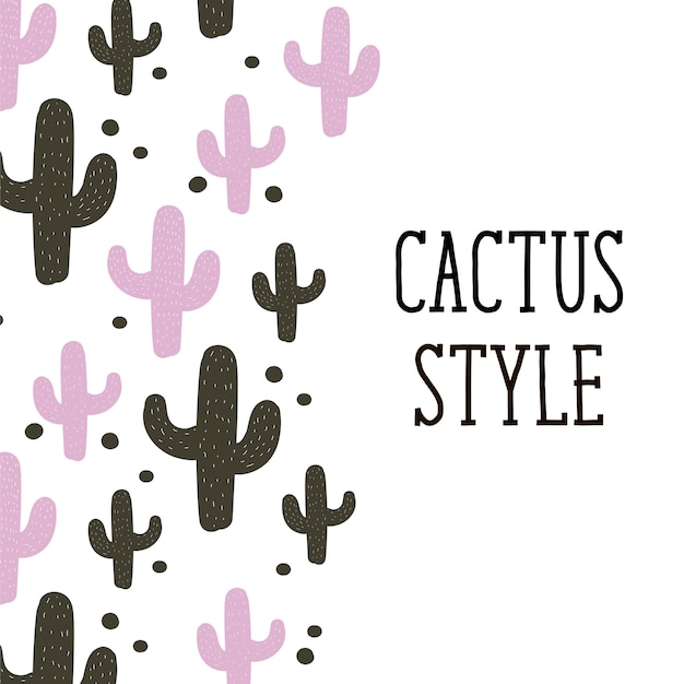 Cactus stijl vector achtergrond schattig ontwerp illustratie