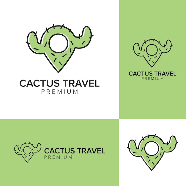 Cactus travel logo icon vector template