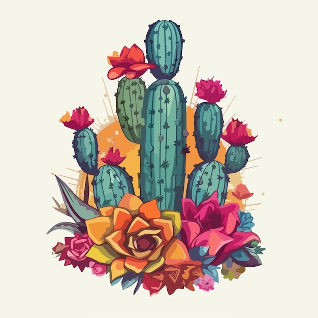 Vector cactus vector art illustration cinco de mayo mexico