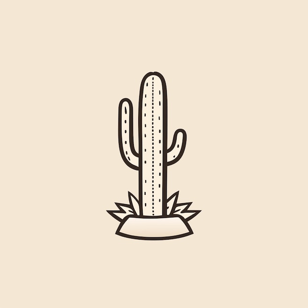 Cactus vector illustration line art