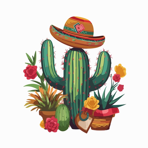 Cactus vector kunst Illustratie Cinco De Mayo Mexico