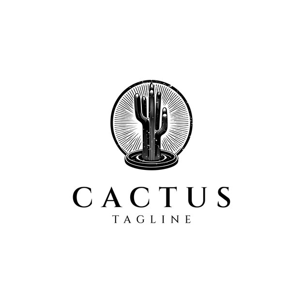 Cactus vintage logo ontwerp vectorillustratie