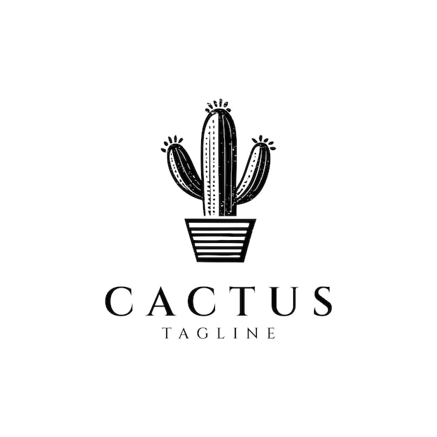 Cactus vintage logo ontwerp vectorillustratie